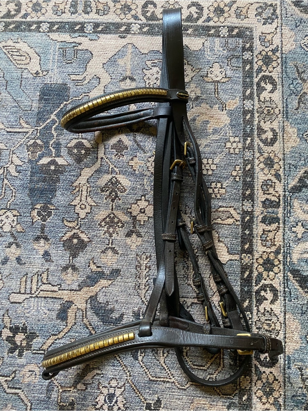 ProTanner Leather Bridle with Gold Accents - dark brown